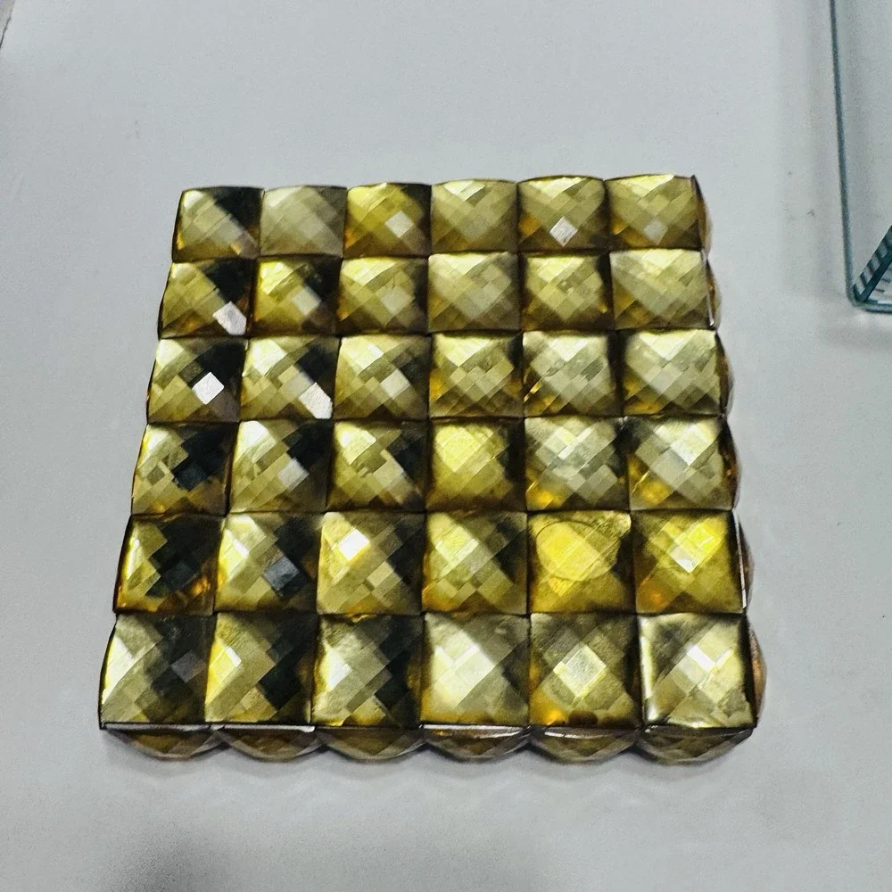 Z Gallerie Stella Lot 2 Gold Studded Jewelry Trinket Box Mirror Textured Square